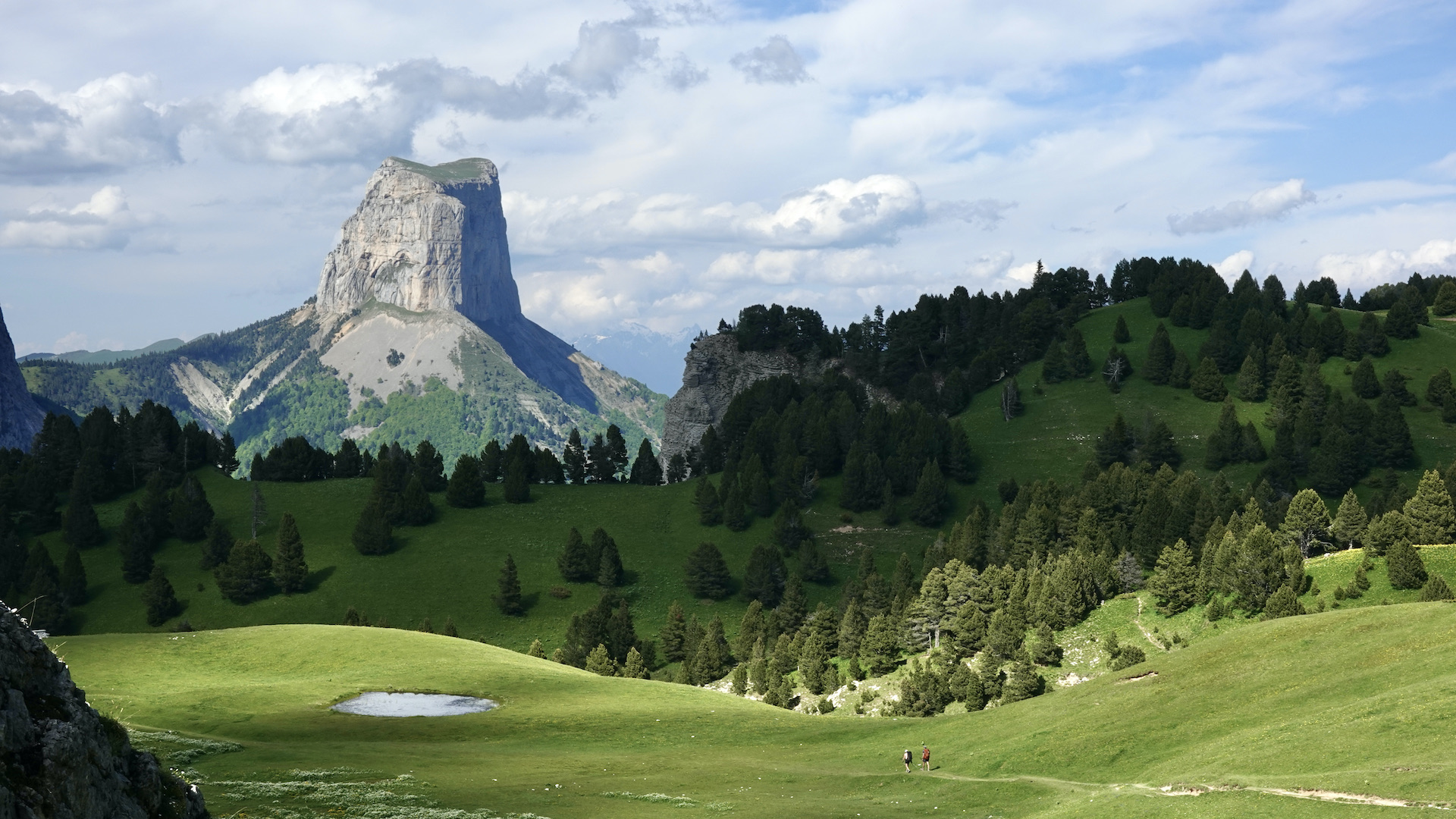 Arrivée à Chaumailloux face au Mont Aiguille